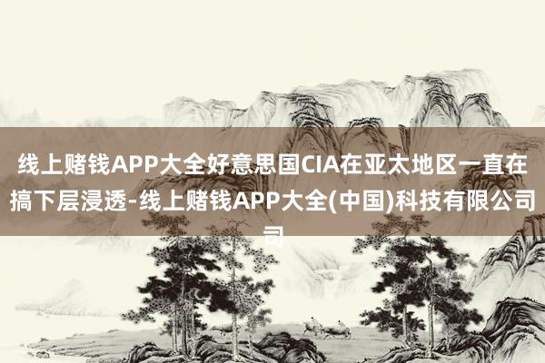 线上赌钱APP大全好意思国CIA在亚太地区一直在搞下层浸透-线上赌钱APP大全(中国)科技有限公司